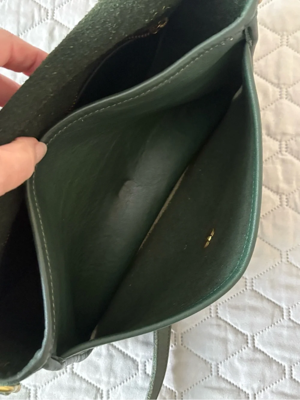 Vintage COACH green leather city shoulder bag crossbody - Picture 9 of 10